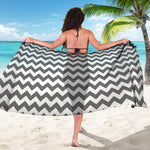 Grey And White Chevron Pattern Print Beach Sarong Wrap