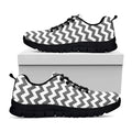 Grey And White Chevron Pattern Print Black Running Shoes
