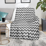 Grey And White Chevron Pattern Print Blanket
