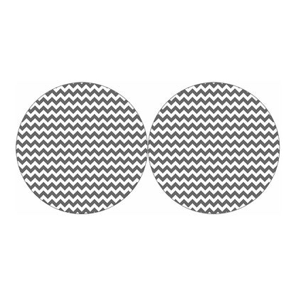 Grey And White Chevron Pattern Print Car Coasters