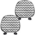 Grey And White Chevron Pattern Print Car Headrest Covers