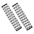 Grey And White Chevron Pattern Print Car Seat Belt Covers
