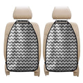 Grey And White Chevron Pattern Print Car Seat Organizers