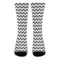 Grey And White Chevron Pattern Print Crew Socks