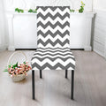 Grey And White Chevron Pattern Print Dining Chair Slipcover