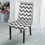 Grey And White Chevron Pattern Print Dining Chair Slipcover