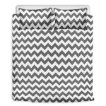 Grey And White Chevron Pattern Print Duvet Cover Bedding Set
