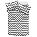 Grey And White Chevron Pattern Print Duvet Cover Bedding Set
