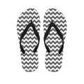 Grey And White Chevron Pattern Print Flip Flops