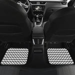 Grey And White Chevron Pattern Print Front and Back Car Floor Mats