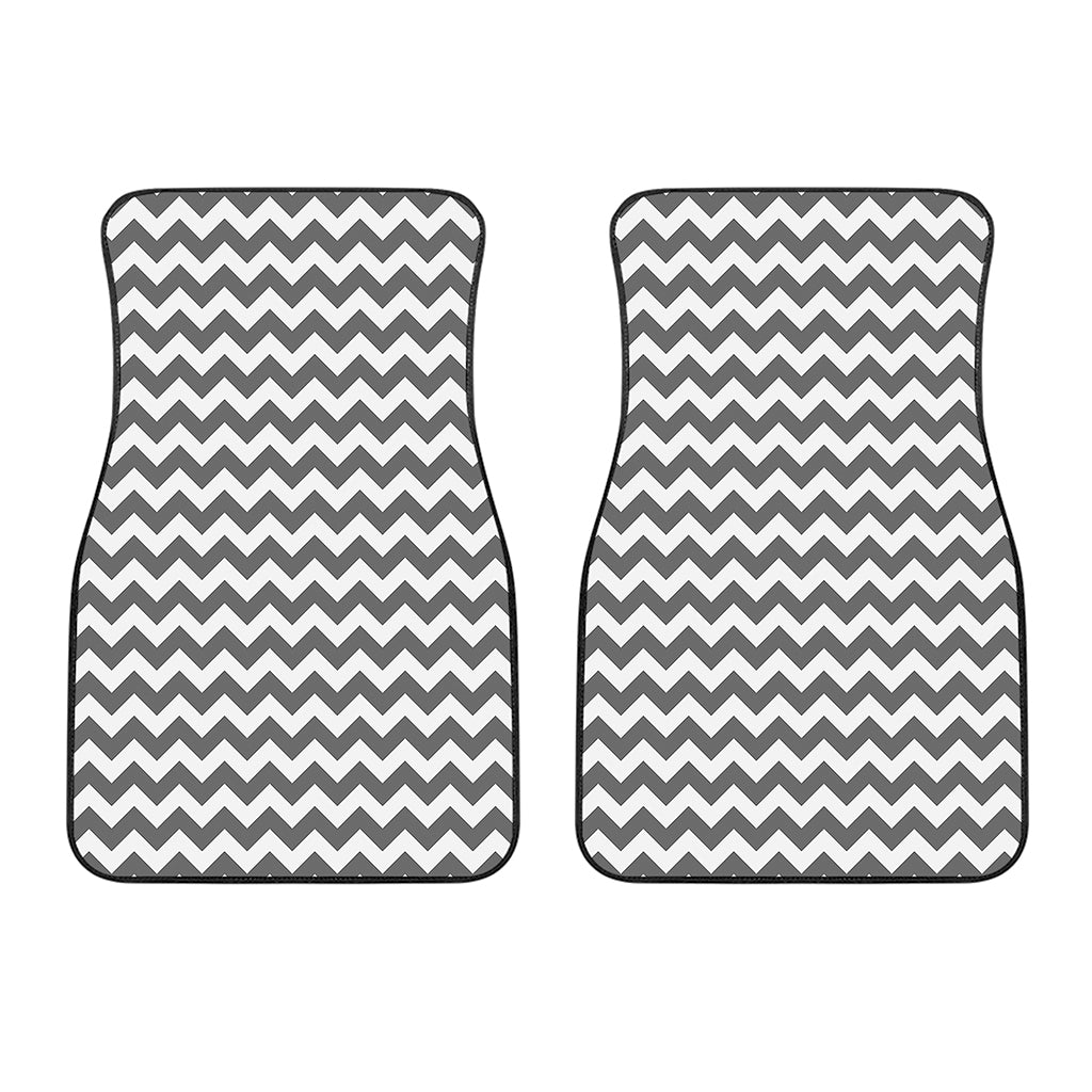 Grey And White Chevron Pattern Print Front Car Floor Mats