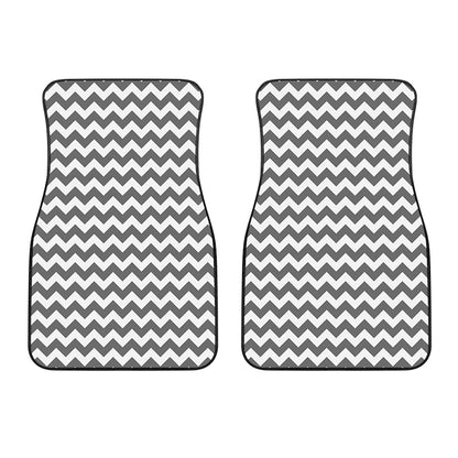 Grey And White Chevron Pattern Print Front Car Floor Mats