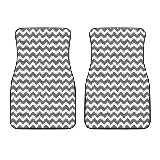 Grey And White Chevron Pattern Print Front Car Floor Mats