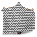 Grey And White Chevron Pattern Print Hooded Blanket