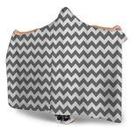 Grey And White Chevron Pattern Print Hooded Blanket