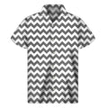 Grey And White Chevron Pattern Print Men's Short Sleeve Shirt