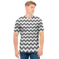 Grey And White Chevron Pattern Print Men's T-Shirt