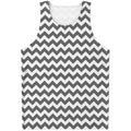 Grey And White Chevron Pattern Print Men's Tank Top