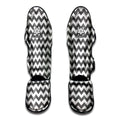Grey And White Chevron Pattern Print Muay Thai Shin Guards