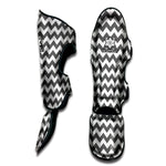 Grey And White Chevron Pattern Print Muay Thai Shin Guard