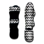 Grey And White Chevron Pattern Print Muay Thai Shin Guard