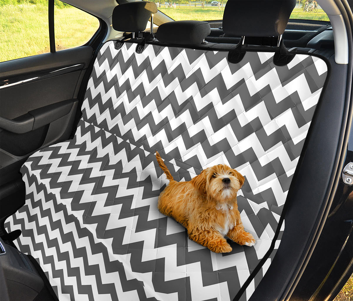 Grey And White Chevron Pattern Print Pet Car Back Seat Cover
