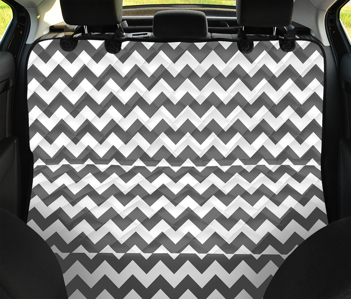 Grey And White Chevron Pattern Print Pet Car Back Seat Cover