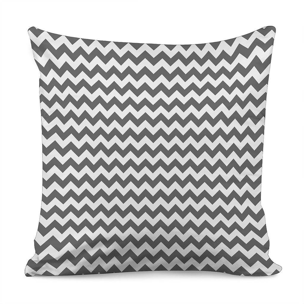 Grey And White Chevron Pattern Print Pillow Cover