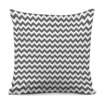 Grey And White Chevron Pattern Print Pillow Cover