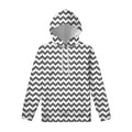 Grey And White Chevron Pattern Print Pullover Hoodie