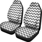 Grey And White Chevron Pattern Print Universal Fit Car Seat Covers