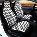Grey And White Chevron Pattern Print Universal Fit Car Seat Covers