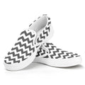 Grey And White Chevron Pattern Print White Slip On Sneakers