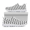 Grey And White Chevron Pattern Print White Running Shoes
