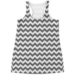 Grey And White Chevron Pattern Print Women's Racerback Tank Top