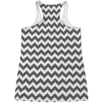 Grey And White Chevron Pattern Print Women's Racerback Tank Top