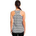 Grey And White Chevron Pattern Print Women's Racerback Tank Top