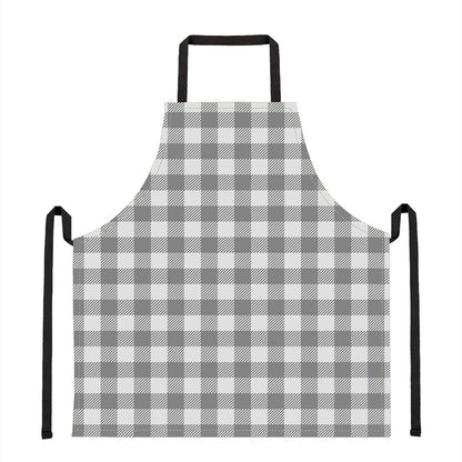 Grey And White Gingham Pattern Print Apron