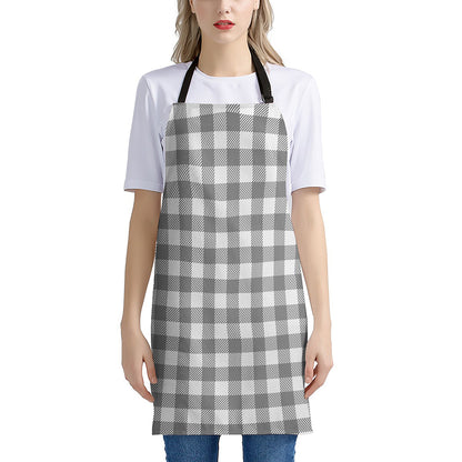 Grey And White Gingham Pattern Print Apron