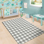 Grey And White Gingham Pattern Print Area Rug