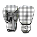 Grey And White Gingham Pattern Print Boxing Gloves