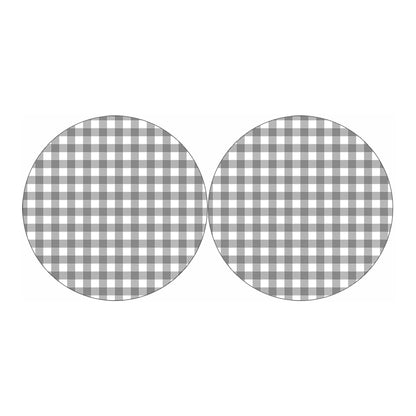 Grey And White Gingham Pattern Print Car Coasters