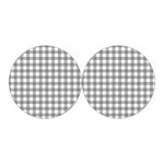 Grey And White Gingham Pattern Print Car Coasters