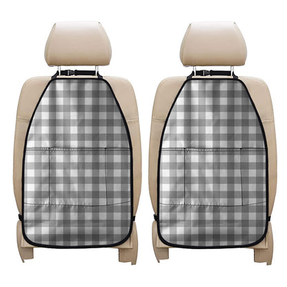 Grey And White Gingham Pattern Print Car Seat Organizers