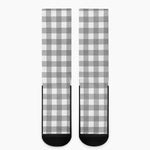 Grey And White Gingham Pattern Print Crew Socks