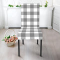 Grey And White Gingham Pattern Print Dining Chair Slipcover