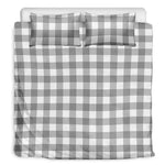 Grey And White Gingham Pattern Print Duvet Cover Bedding Set