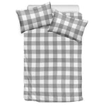 Grey And White Gingham Pattern Print Duvet Cover Bedding Set