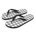 Grey And White Gingham Pattern Print Flip Flops
