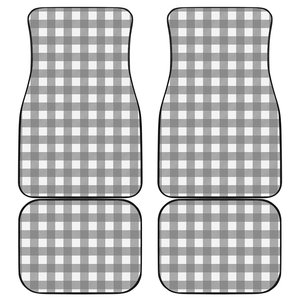 Grey And White Gingham Pattern Print Front and Back Car Floor Mats